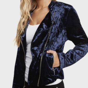 🎉HP🎉Willow & Clay Navy Velvet Moto Jacket NWT